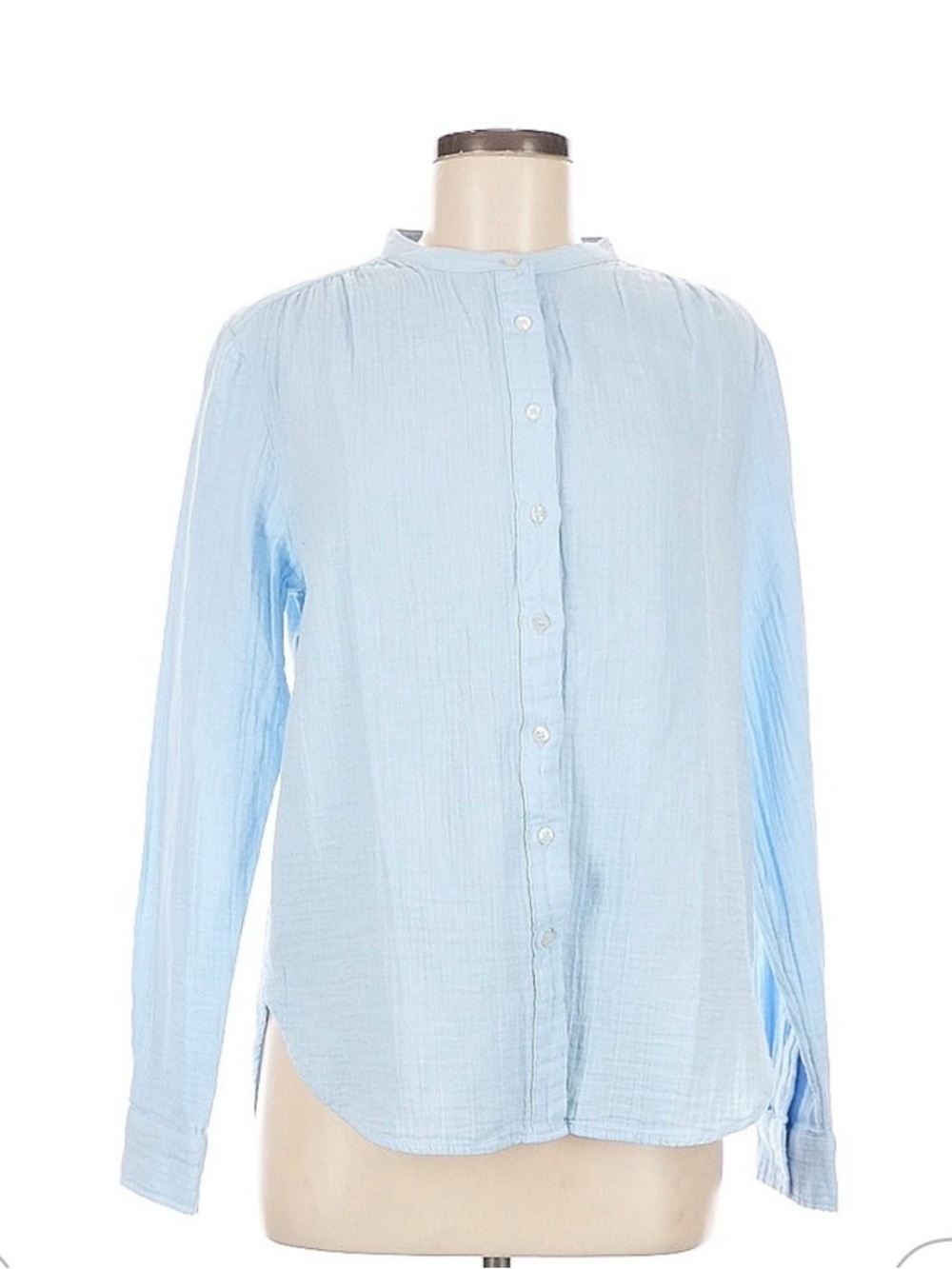 GAP Pale Blue Collarless Button-Up Shirt 100% cotton